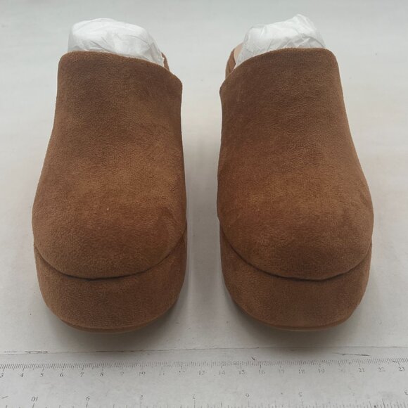 Pazzion Brown Comfy Platform Round Toe Mules Clogs Slip On Chunky High Heel Shoe - Picture 3 of 8